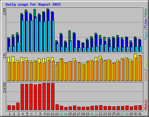 Daily usage for August 2022